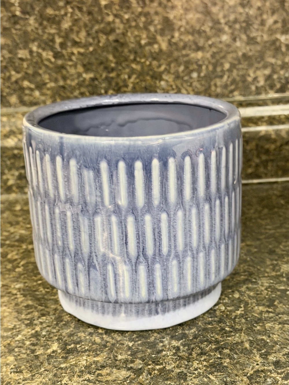 Textured Ceramic Planter in Light Blue
